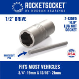 | 2-Sided ½” Drive Bolt Lug Nut Extractor Socket | RAZORGRIP Technology Extract Damaged Frozen Rusted Rounded-Off Lug Nuts and Wheel Bolts | Fit Standard Vehicles | Made in USA Steel