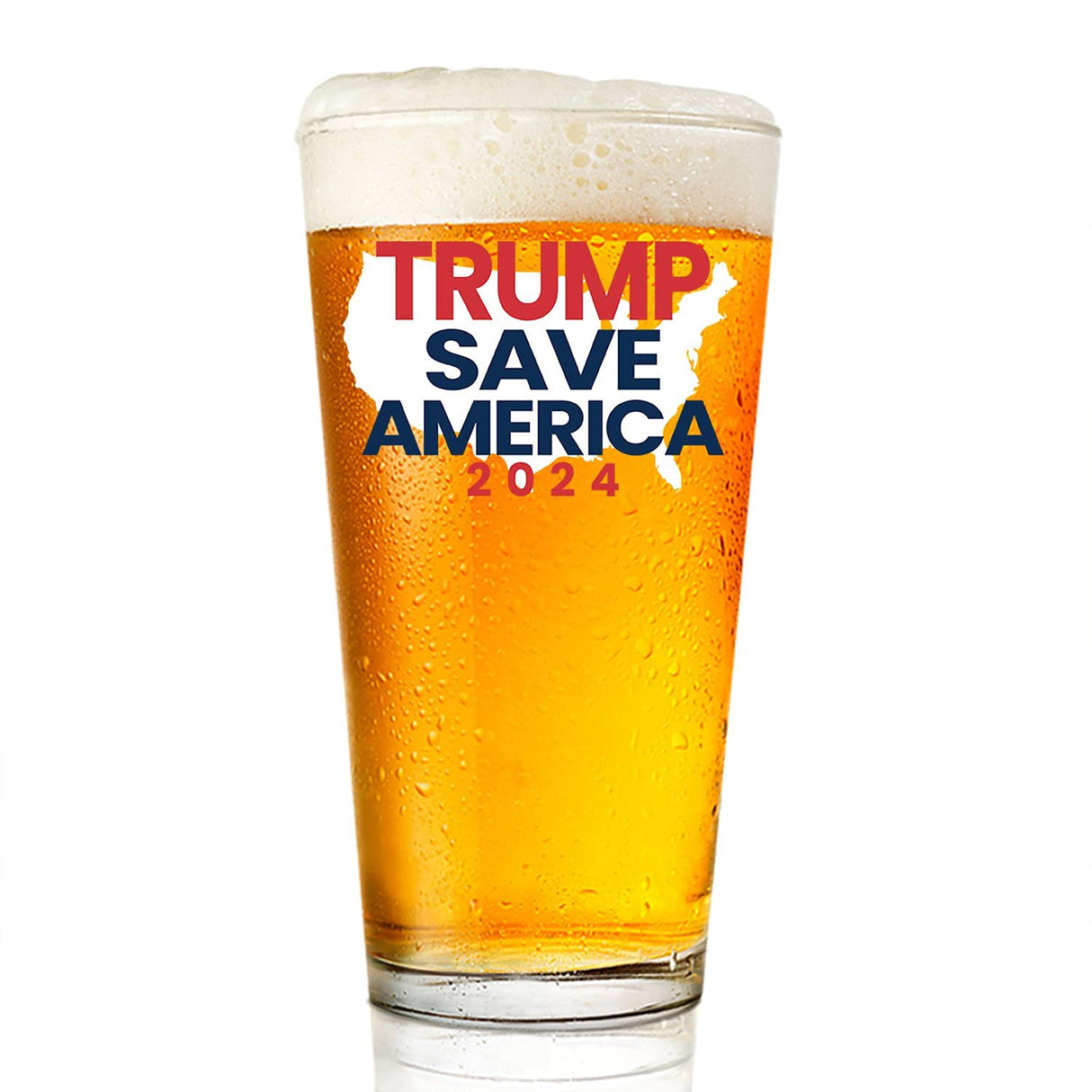 Trump 2024 Save America | American Flag Glass |16 oz Unique Beer Mug | Patriotic Old Fashioned Beer Tasting Guinness Pint Glasses For Men | Retirement Gifts For Men | Made In USA