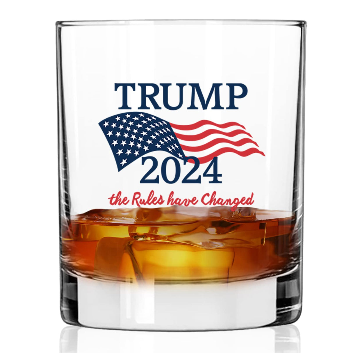 Trump 2024 The Rules Have Changed | 11 oz Bourbon Whiskey Rock Glass | Old Fashioned Whiskey Tasting Glasses For Men | Retirement Gifts For Men | Made In USA
