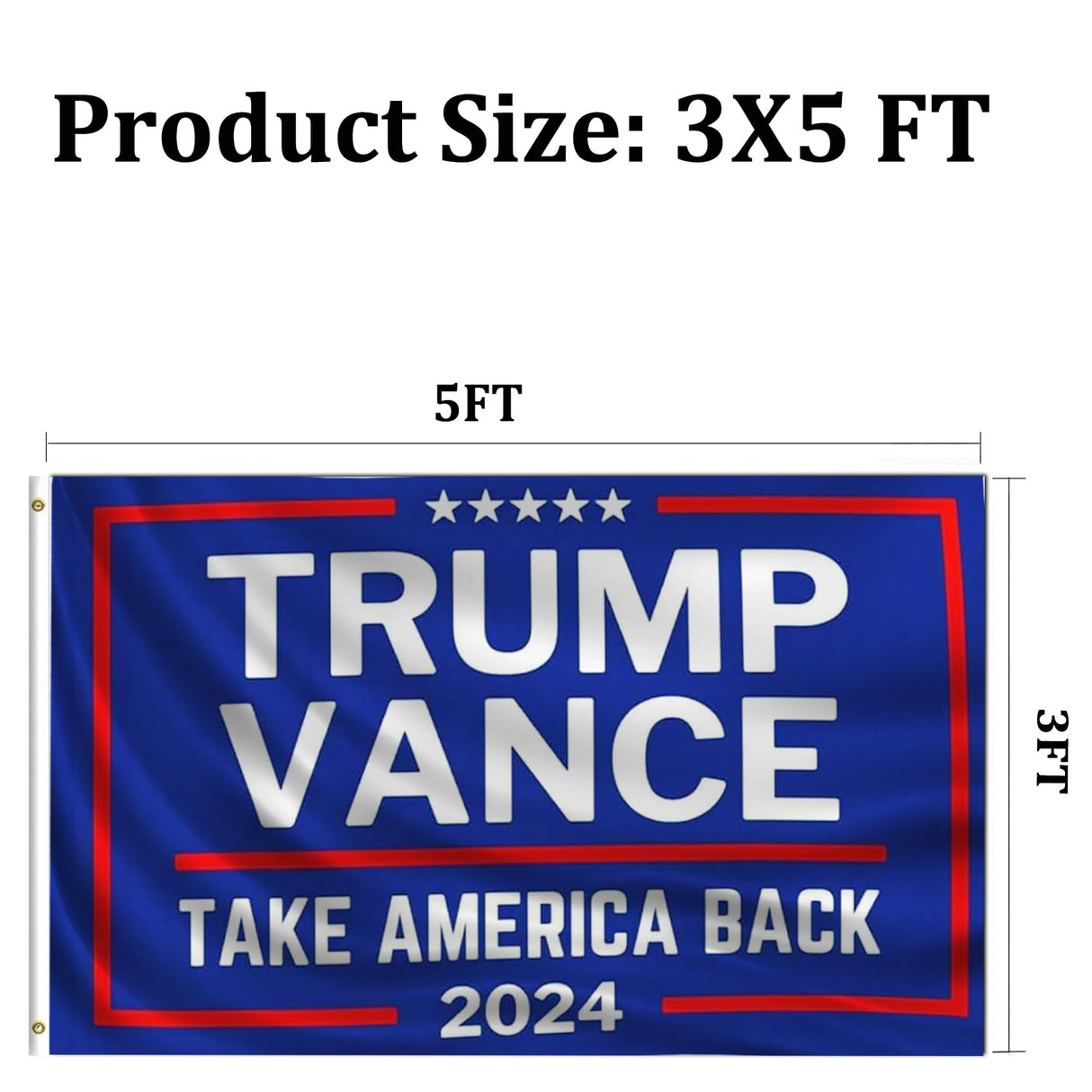 Trump Vance Flag 2024 Outdoor 3x5 Ft Double Sided Blue Trump Vance for President Flag Banner Made in USA Heavy Duty 3 Ply Thick Polyester Material with 2 Metal Grommets