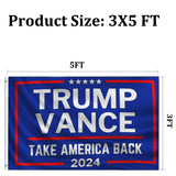 Trump Vance Flag 2024 Outdoor 3x5 Ft Double Sided Blue Trump Vance for President Flag Banner Made in USA Heavy Duty 3 Ply Thick Polyester Material with 2 Metal Grommets