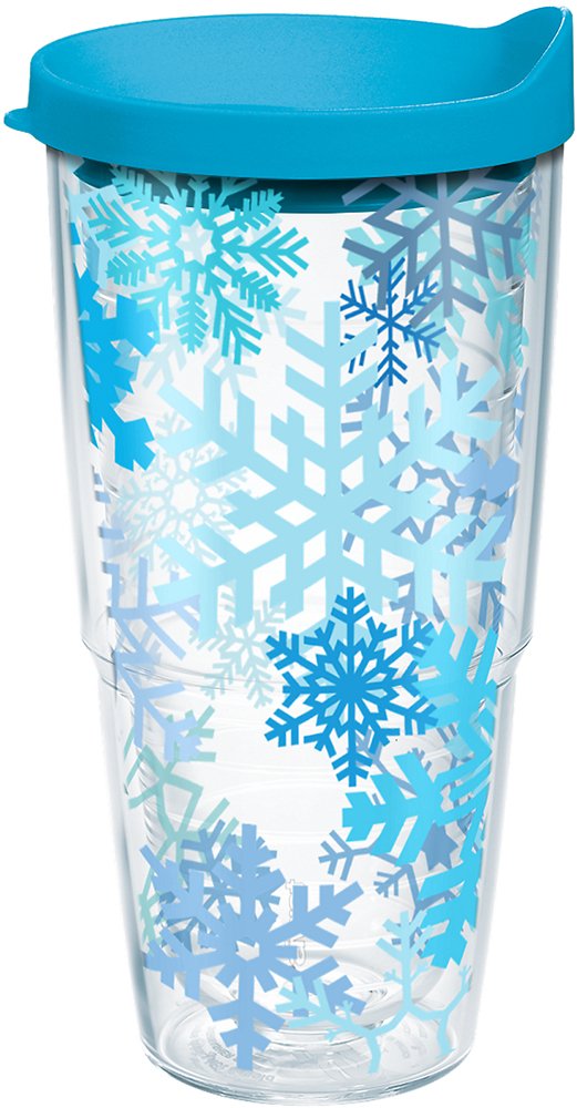 Tervis Christmas Holiday Blue Winter Snowflakes Made in USA Double Walled Insulated Tumbler Travel Cup Keeps Drinks Cold & Hot, 24oz, Classic