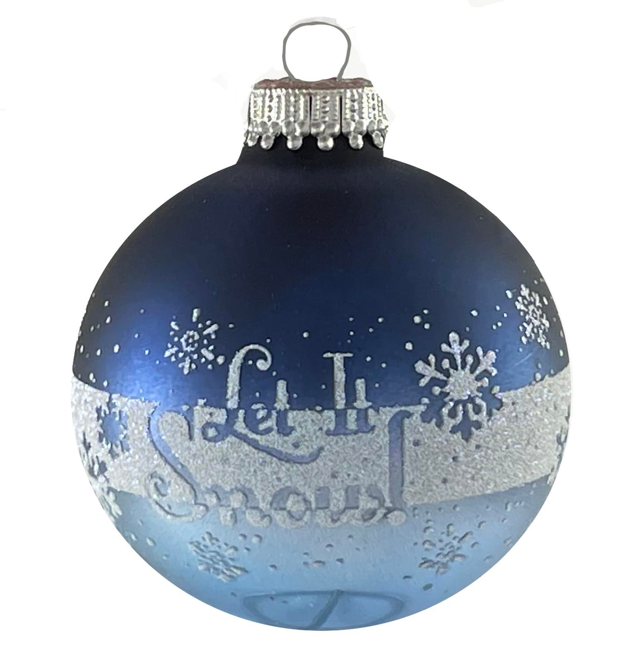 Glass Christmas Tree Ornaments - 67mm/2.625" [4 Pieces] Decorated Balls from Christmas by Krebs Seamless Hanging Holiday Decor (Frost with Blue & Silver Bethlehem Scene)