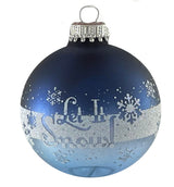 Glass Christmas Tree Ornaments - 67mm/2.625" [4 Pieces] Decorated Balls from Christmas by Krebs Seamless Hanging Holiday Decor (Frost with Blue & Silver Bethlehem Scene)