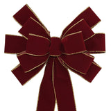 Ivory Brushed Velvet Gold Lame Backed Wire Edge Christmas Bow - Handcrafted in USA (8 inch bow)