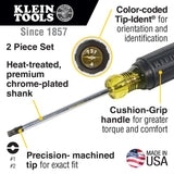 Klein Tools 32378 Combination Tip Screwdriver Set with #1 and #2 Combination Tips and Cushion-Grip Handles, Made in USA, 2-Piece