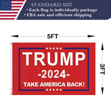 Double Sided Red Trump 2024 Flag 3x5 Made in USA Outdoor Heavy Duty 3 Ply Polyester Trump Take America Back Flag with White Starting Tape and 2 Brass Grommets