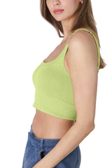 NIKIBIKI Women Seamless Vintage Chevron Ribbed Crop Top, Made in U.S.A, One Size