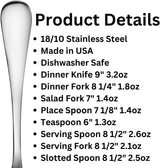 Liberty Tabletop Annapolis 43 Piece Flatware Set Service for 8 Includes 3pc Serving Set Mirror (Bright) Finish MADE IN USA
