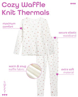 Sweet Hearts Girls' Thermal Underwear Set - 6 Piece Waffle Knit Top and Long Johns Base Layer Set: Made in USA (2T-16)