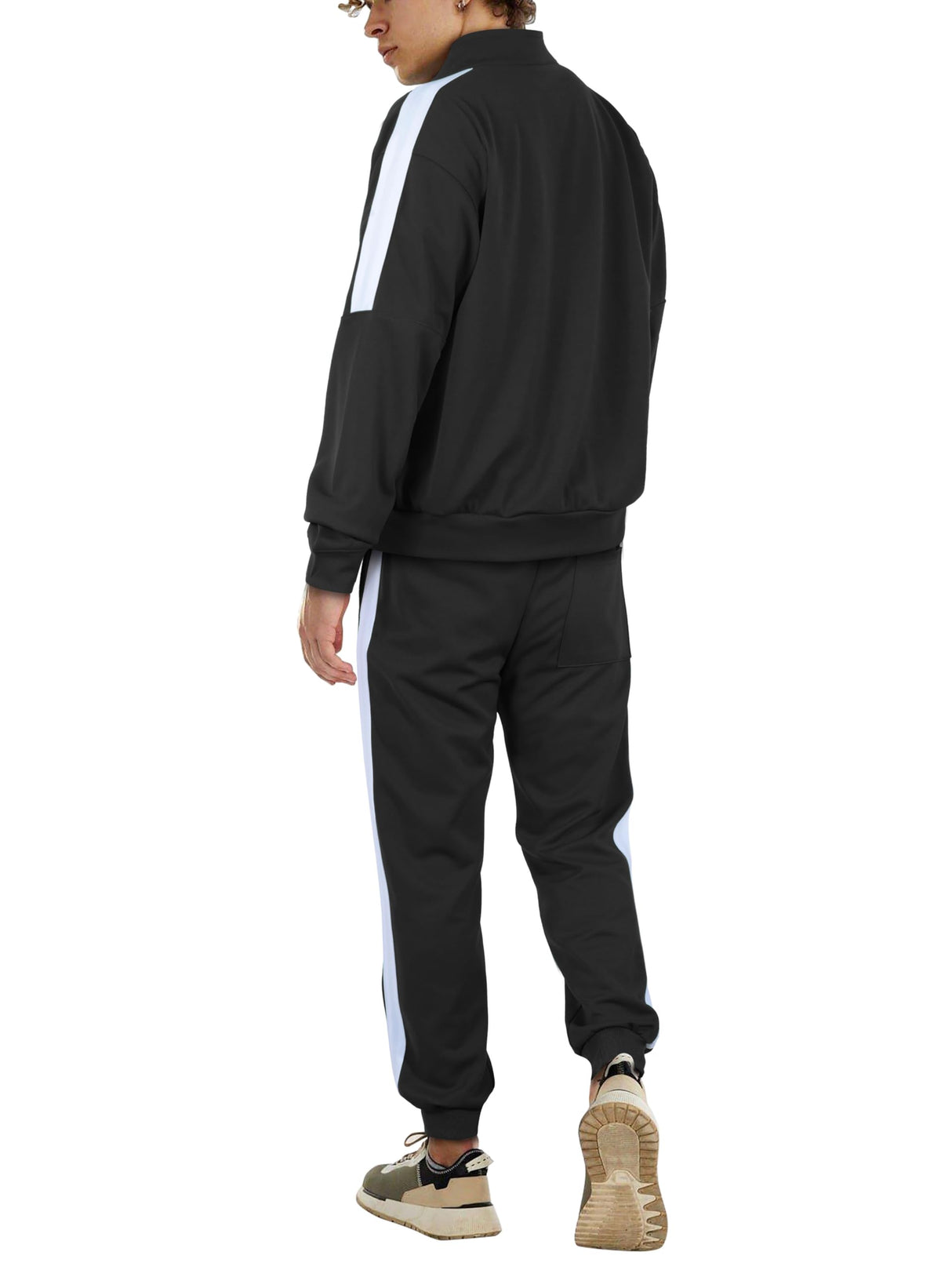 Hat and Beyond Mens Made in USA Premium Track Jacket & Pants Striped Sweatsuit Athletic Casual Essentials Gym