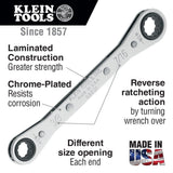 Klein Tools 68200 Ratcheting Box Wrench, Made in USA, 1/4-Inch x 5/16-Inch with Reverse Ratcheting and Chrome Plated Finish