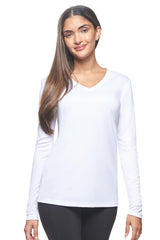 Expert Brand USA-Made Women's Drimax Dry Fit V Neck Athletic Long Sleeve