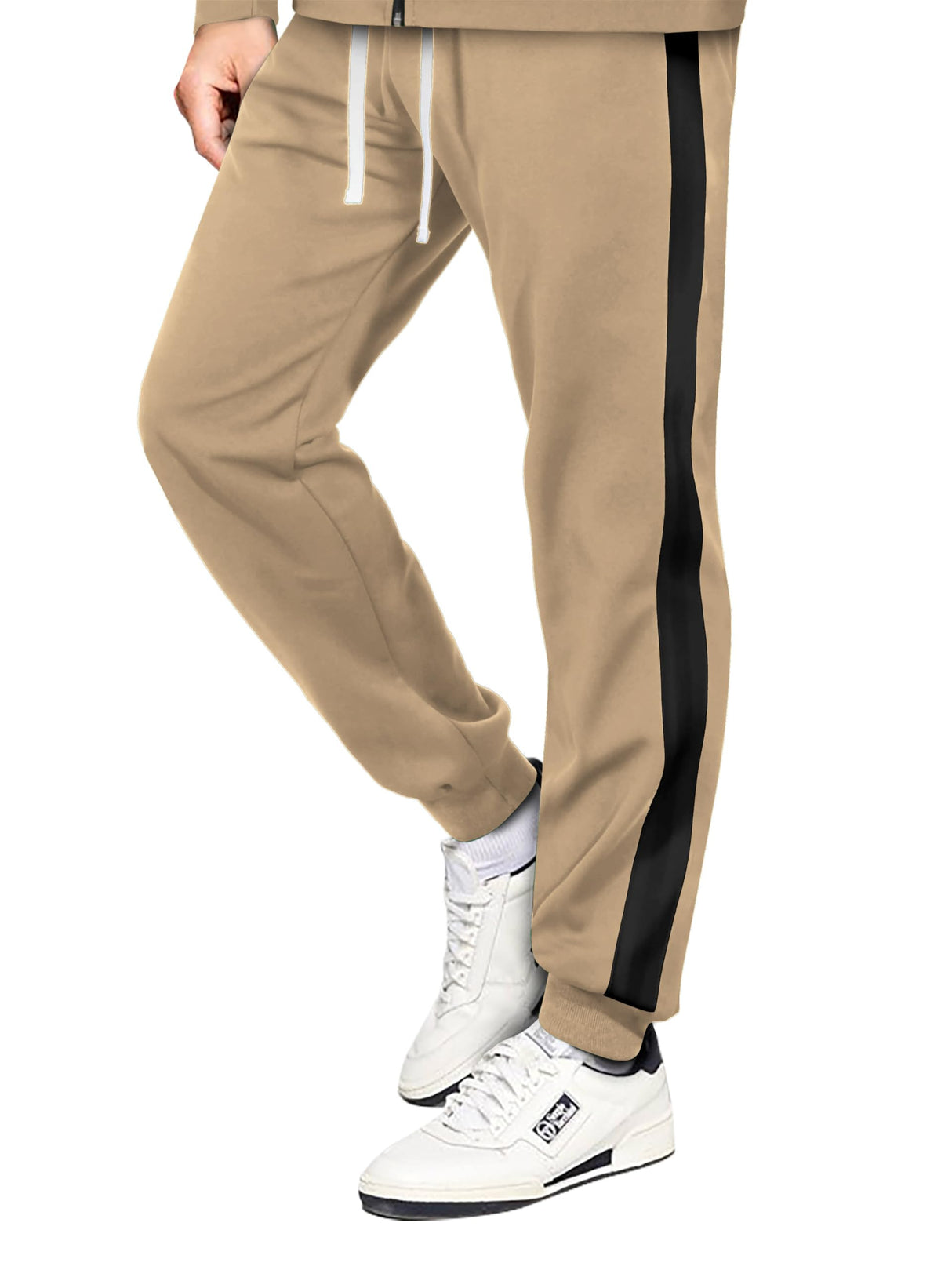 Hat and Beyond Mens Premium USA Made Striped Track Suit Athletic Casual Running Workout Sweat Suit Combo Track Jacket & Pant