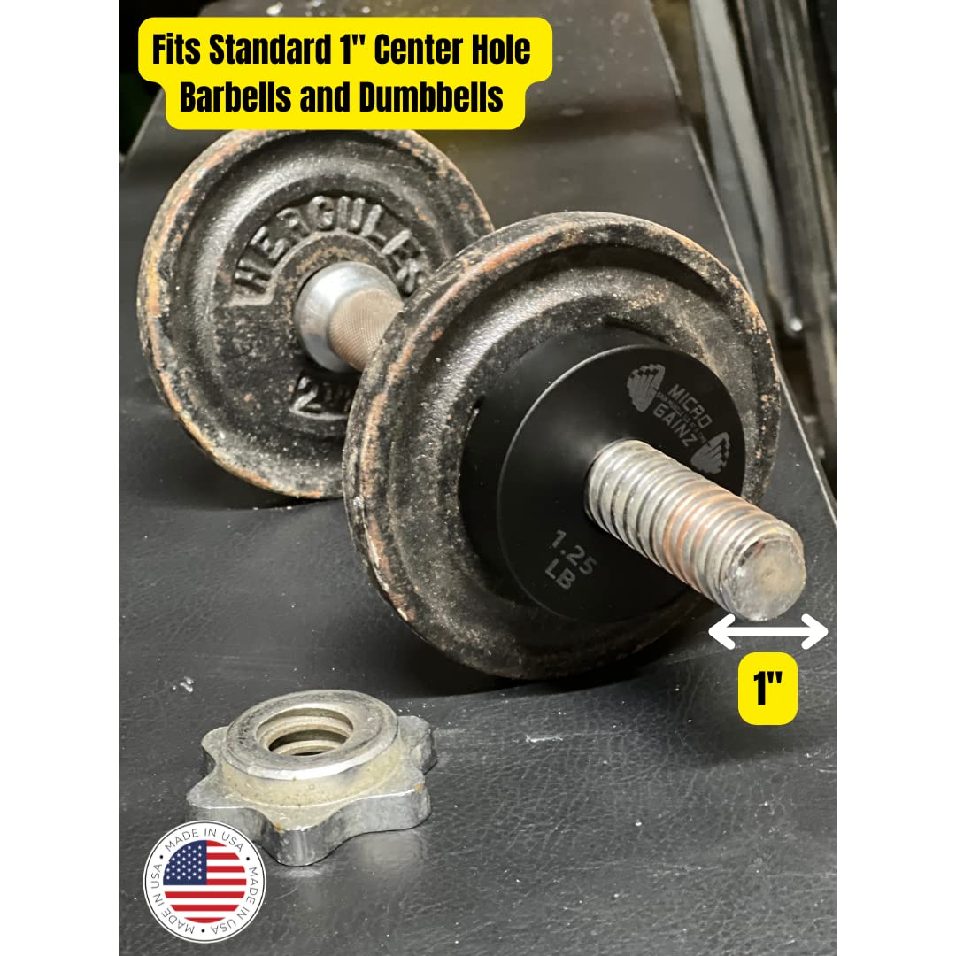 Micro Gainz Standard 1-Inch Center Hole Yellow .50LB Fractional Weight Plates 8 Piece Set- Designed for Standard 1-Inch Barbells and Dumbbells, Made in USA