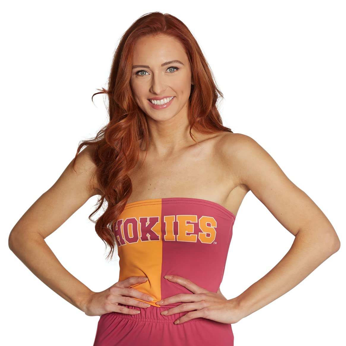 Lojobands Women's Tailgate Outfit College Two Tone Color Block Tube Top Made in USA One Size Fits Most