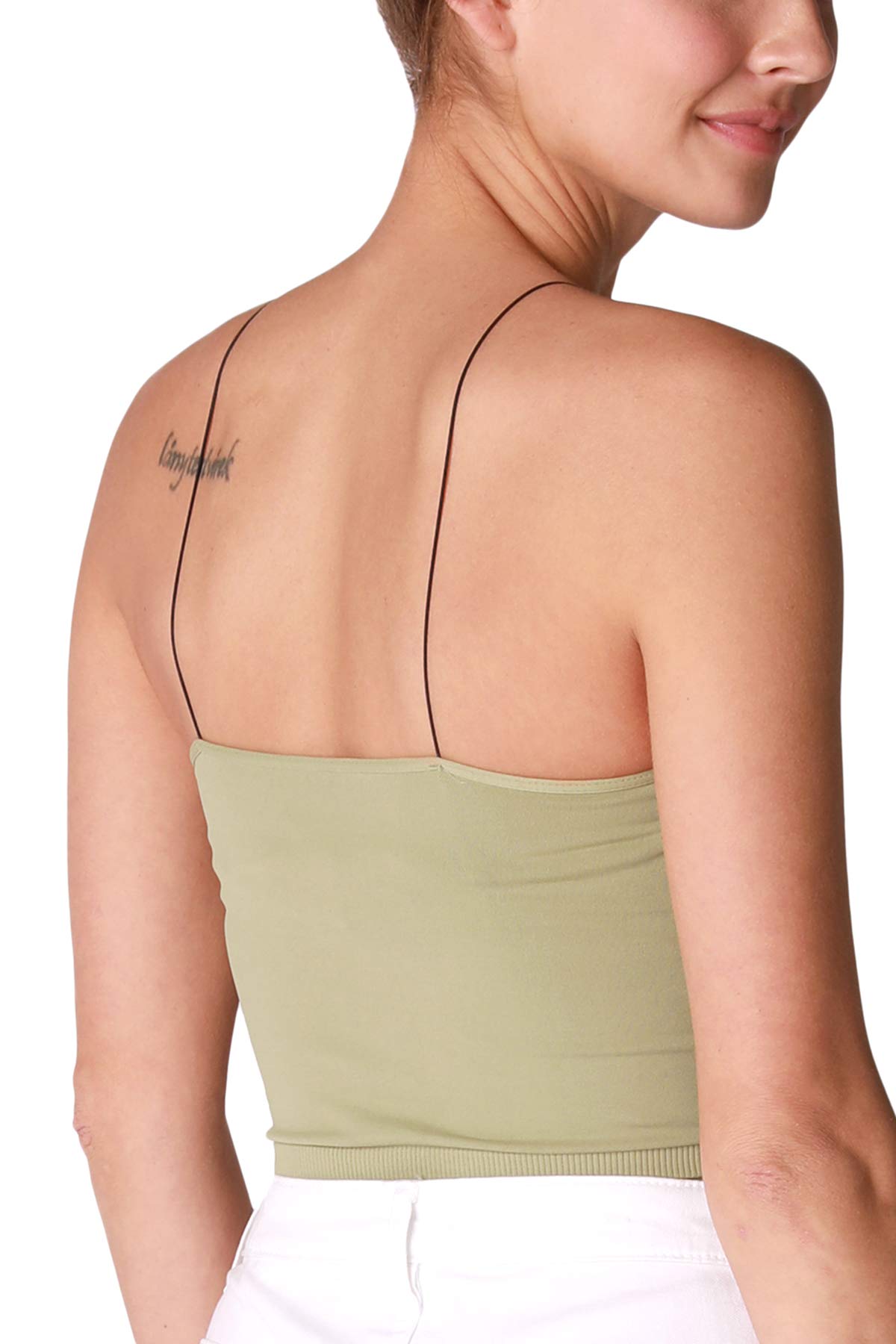 NIKIBIKI Women Seamless Spaghetti Strap Crop Top Cami, Made in U.S.A, One Size
