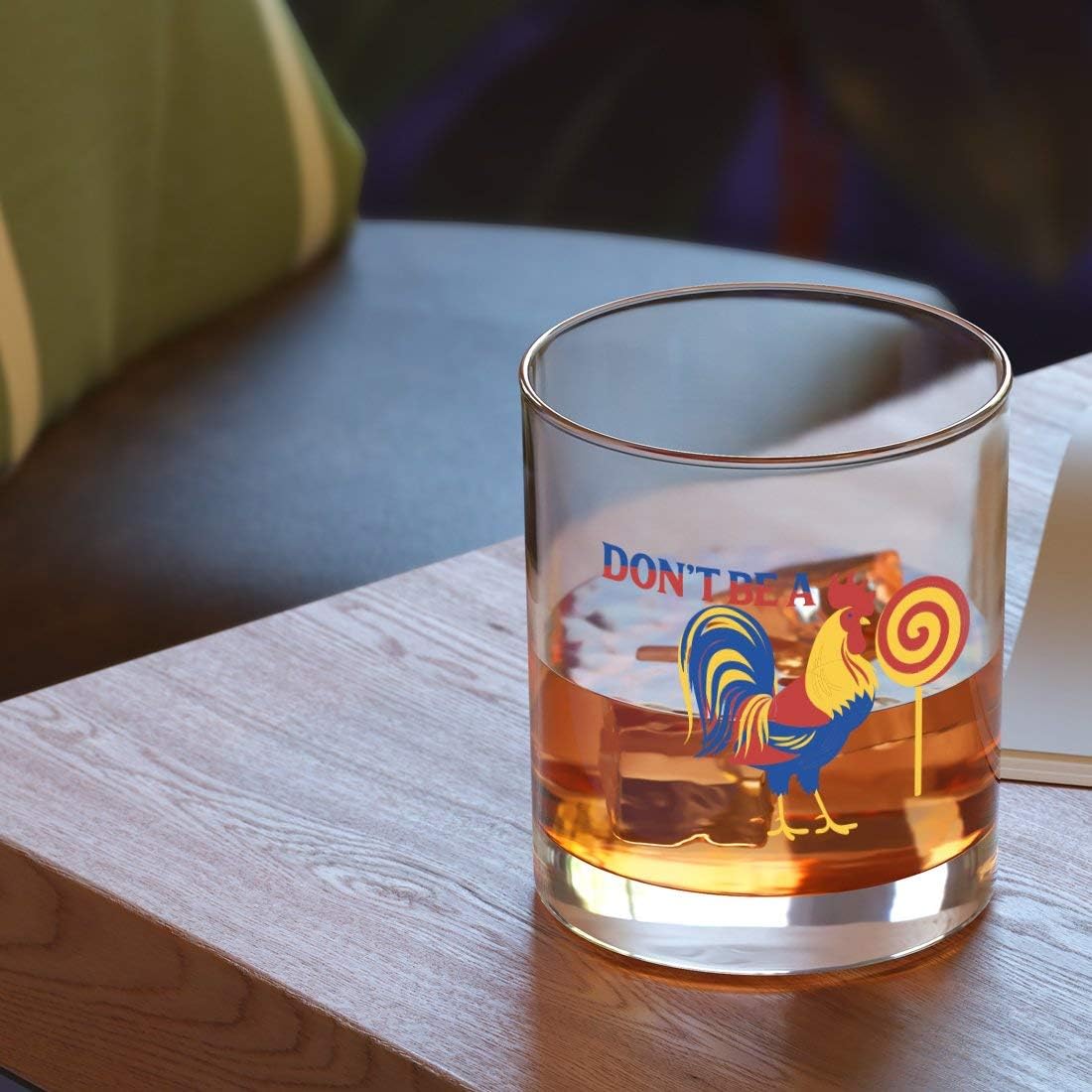 Don't Be a Rooster Lollipop Funny Whiskey or Bourbon Rocks Glass for Men or Women, Gag Gift, Birthday Gift for Friend, Boyfriend, Husband 11 oz - Made in the USA
