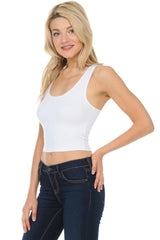 7Wins Women's Casual Solid Sleeveless Crop Top Basic Round Neck Tank Top