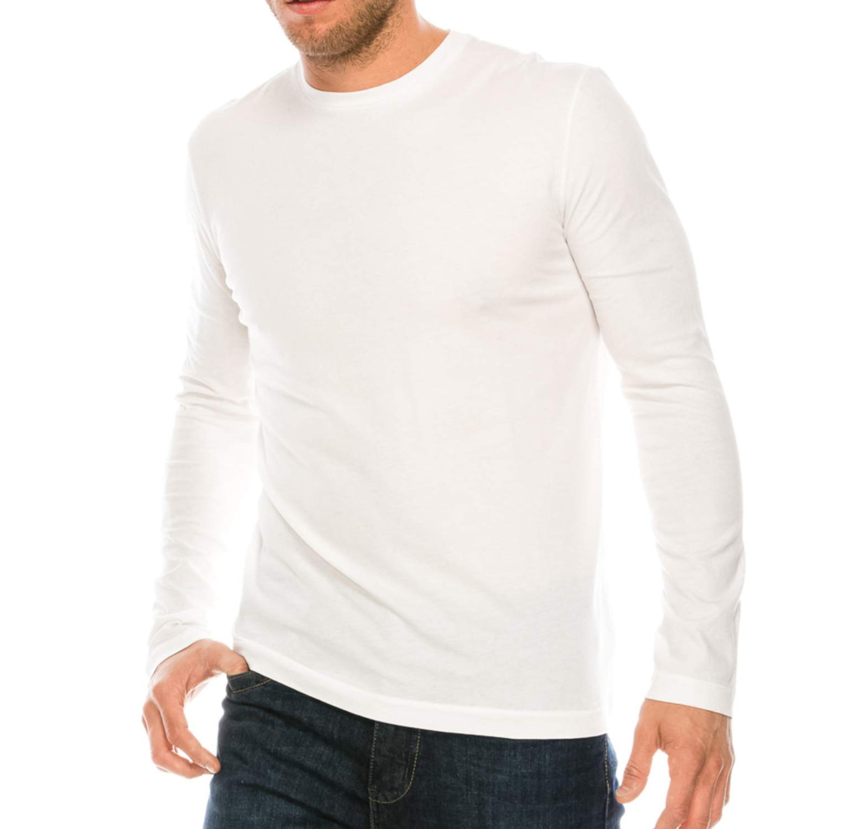 YURO-K Men's Premium Cotton Classic Long Sleeve Crew Neck T-Shirt S - XX Large