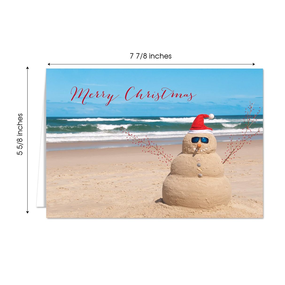 Masterpiece Sparkling Santa Christmas Cards / 16 Festive Holiday Cards Set With White Envelopes / 5 5/8" x 7 7/8" Winter Gold Foil Greeting Cards With Inside Verse/Made In The USA