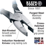 Klein Tools D20009NEGLW Side Cutter Linemans Pliers Cut ACSR, Screws, Nails, Hard Wire, 9-Inch Hi-Viz Pliers