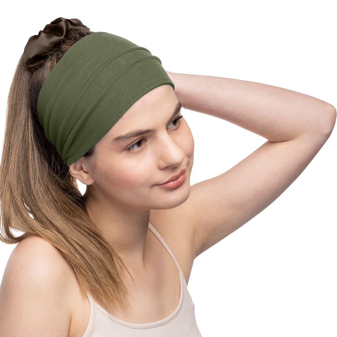 Women's Cotton Headbands Sweatbands 5" Wide Sports Fitness Yoga Fashion Made in USA