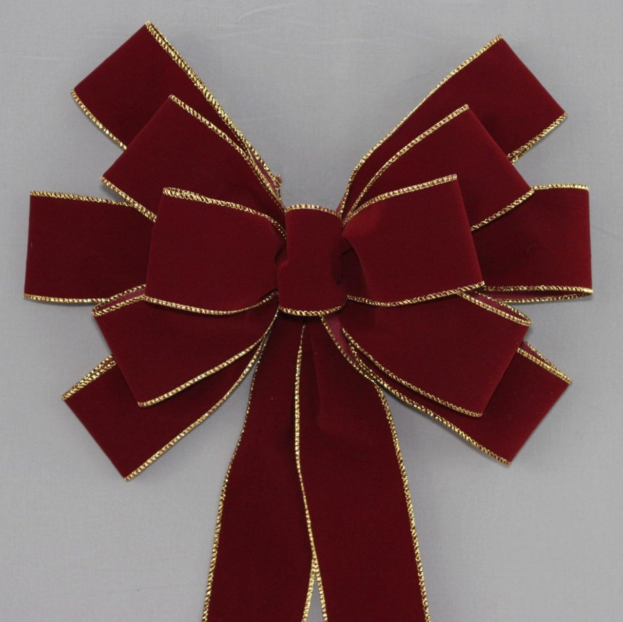 Ivory Brushed Velvet Gold Lame Backed Wire Edge Christmas Bow - Handcrafted in USA (8 inch bow)