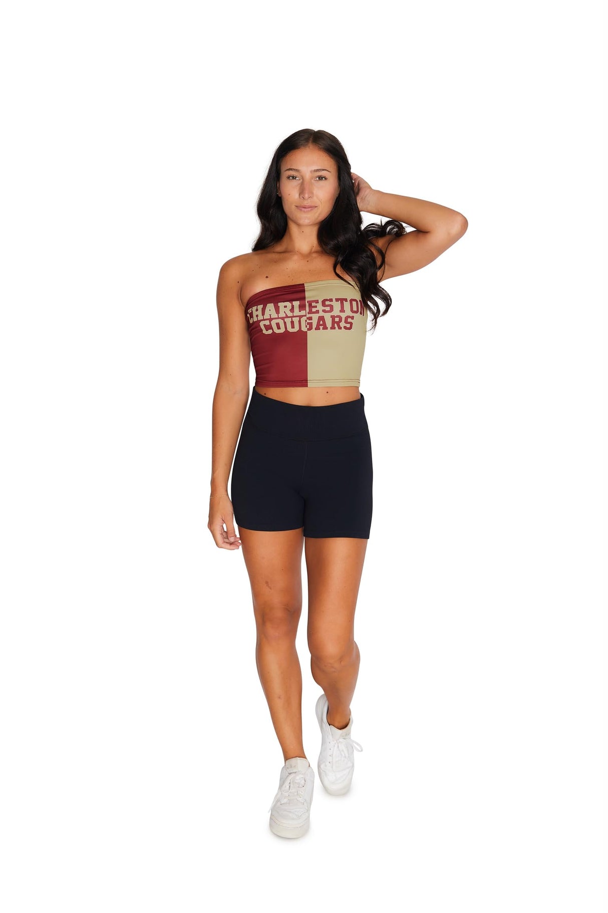 Lojobands Women's Tailgate Outfit College Two Tone Color Block Tube Top Made in USA One Size Fits Most