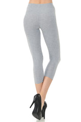 LeggingUSA Women's Solid Cotton Yoga Capri Leggings-Made in USA