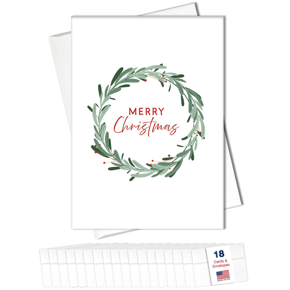 Merry Christmas Cards for Business & Family (Variety Pack 4 Seasonal Designs) Bulk Greeting Card Set Pack of 20 Holiday Cards with Envelopes (5x7 inch - A7) Office, Work, Employees & Clients VP2404