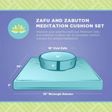 Bean's ZAFU + ZABUTON Meditation Set - OVAL Buckwheat Filled ZAFU Pillow + Large Cotton Filled ZABUTON Floor Pad - EARTH Cotton Canvas - Traditional Tibetan Zen Mindfulness Seat Kit - Made in USA