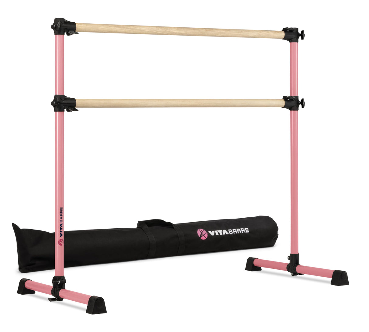 VITA Barre Portable Freestanding Double Ballet Barre, Prodigy, with Carry Bag | Adjustable Height, USA Made, Home or Gym Exercise Equipment for Kids & Adults | Dance, Fitness, Pilates