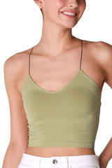 NIKIBIKI Women Seamless Spaghetti Strap Crop Top Cami, Made in U.S.A, One Size