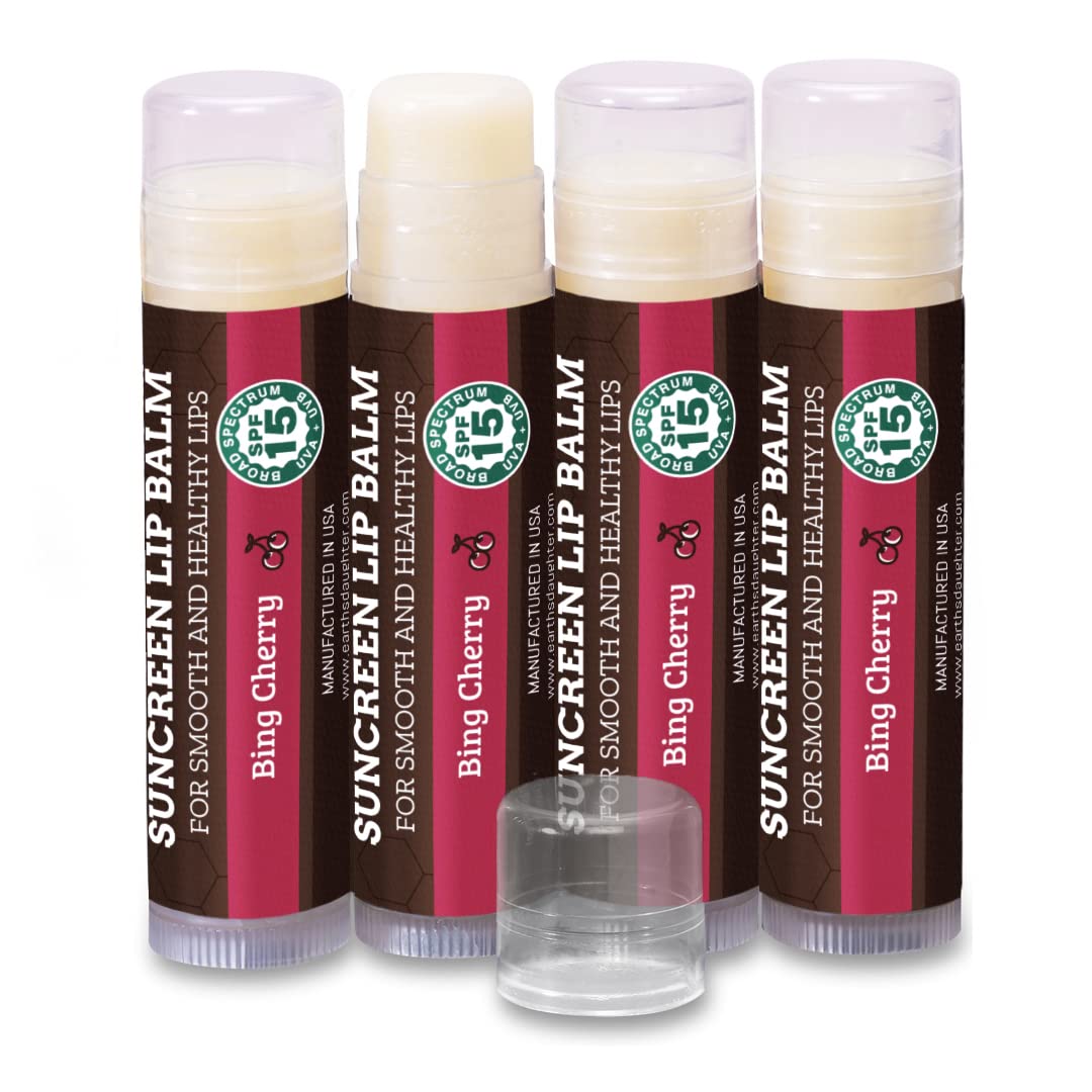 USDA Organic Lip Balm 6-Pack by Earth's Daughter Stocking Stuffers - Fruit Flavors, Beeswax, Coconut Oil, Vitamin E - Best Lip Repair Chapstick for Dry Cracked Lips - Moisturizing Lip Care
