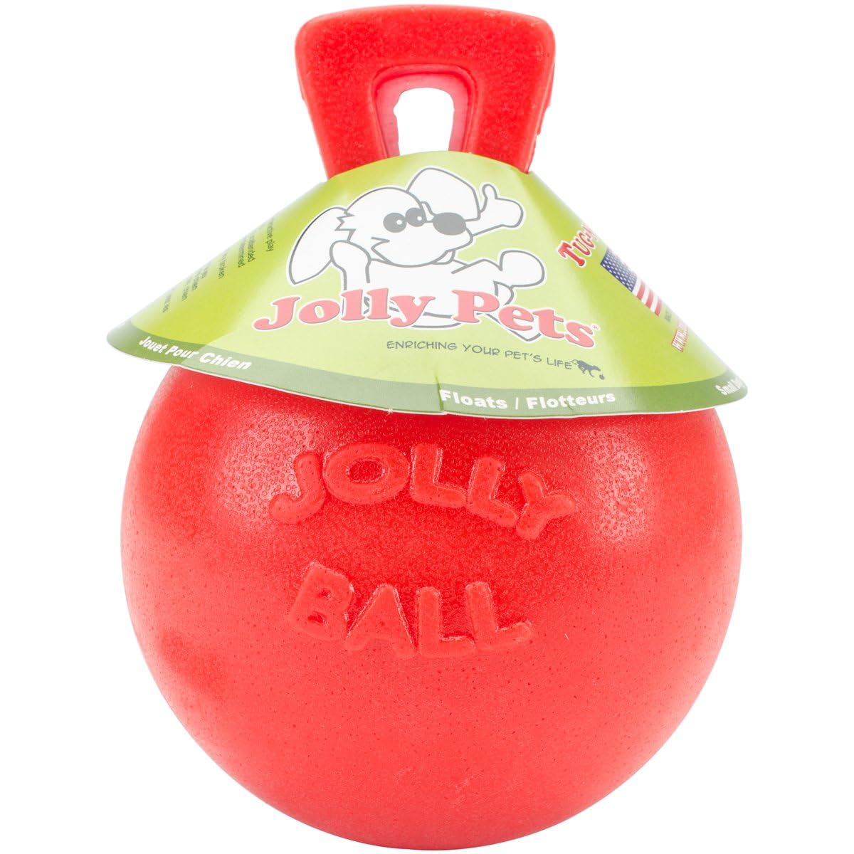 Jolly Pets Tug-n-Toss Heavy Duty Dog Toy Ball with Handle, 8 Inches/Large, Blueberry