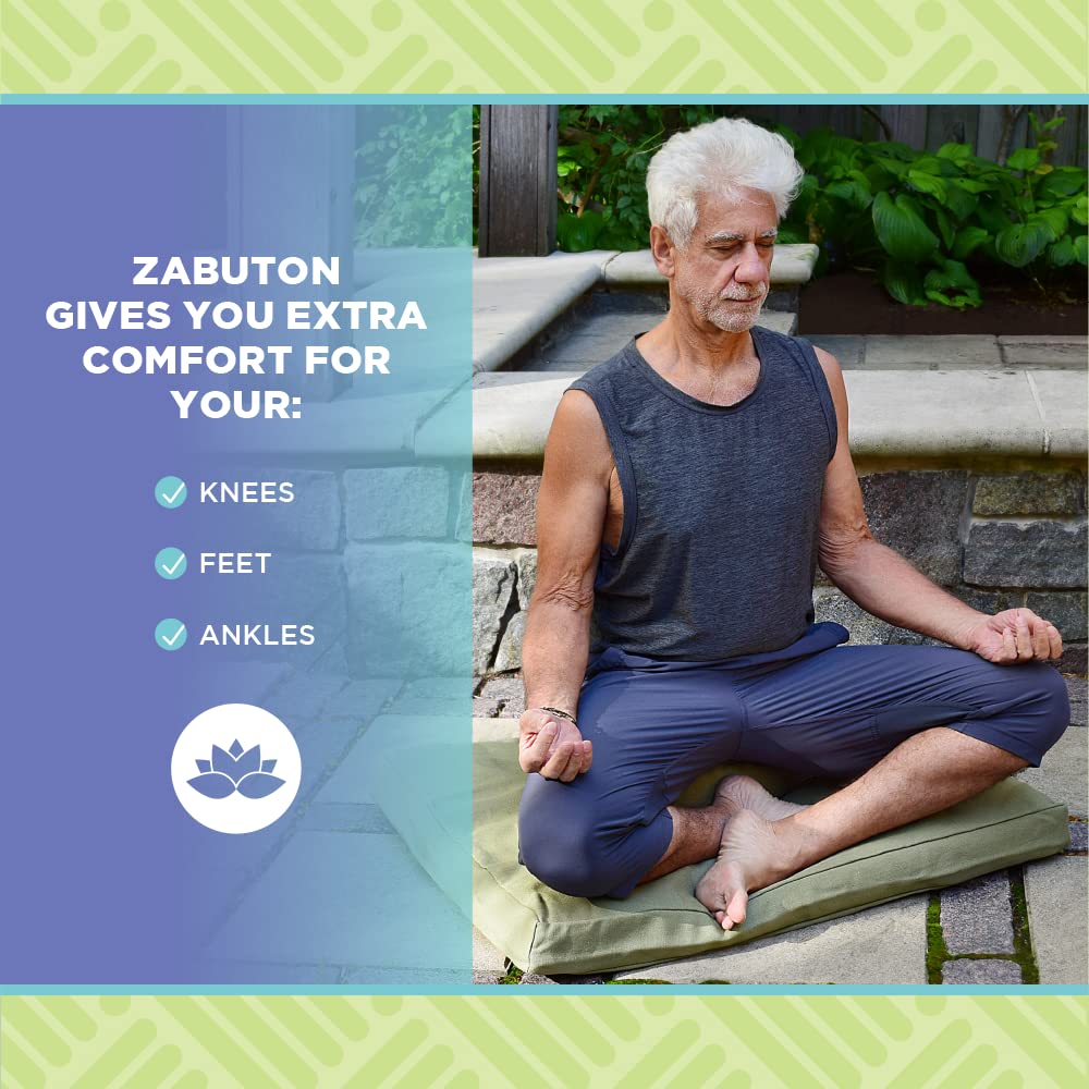 Bean's ZABUTON Meditation Cushions - Colorful Cotton Yoga Prayer Zen Kneeling Pad Base for Zafu Pillow - Medium & Large - Traditional Natural Recycled Cotton Fill - Floor Sitting Comfort - Made in USA