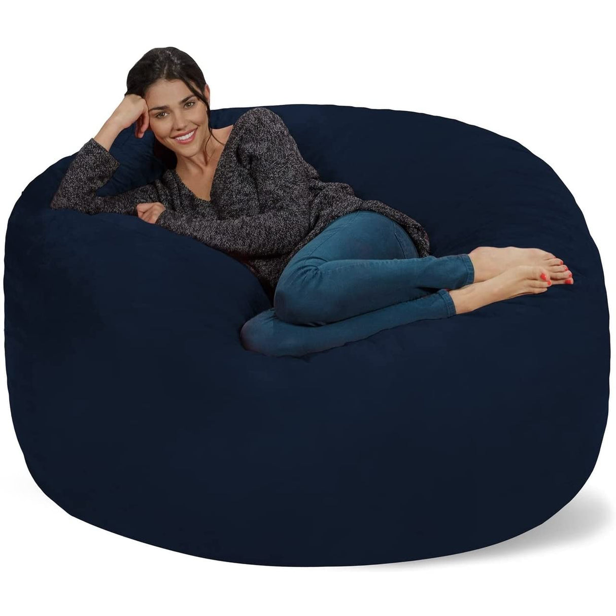 Chill Sack Bean Bag Chair: Giant 5' Memory Foam Furniture Bean Bag - Big Sofa with Soft Micro Fiber Cover - Black