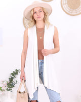 Popana Womens Sleeveless Lightweight Summer Open Front Long Duster Cardigan Vest Plus Size Made in USA