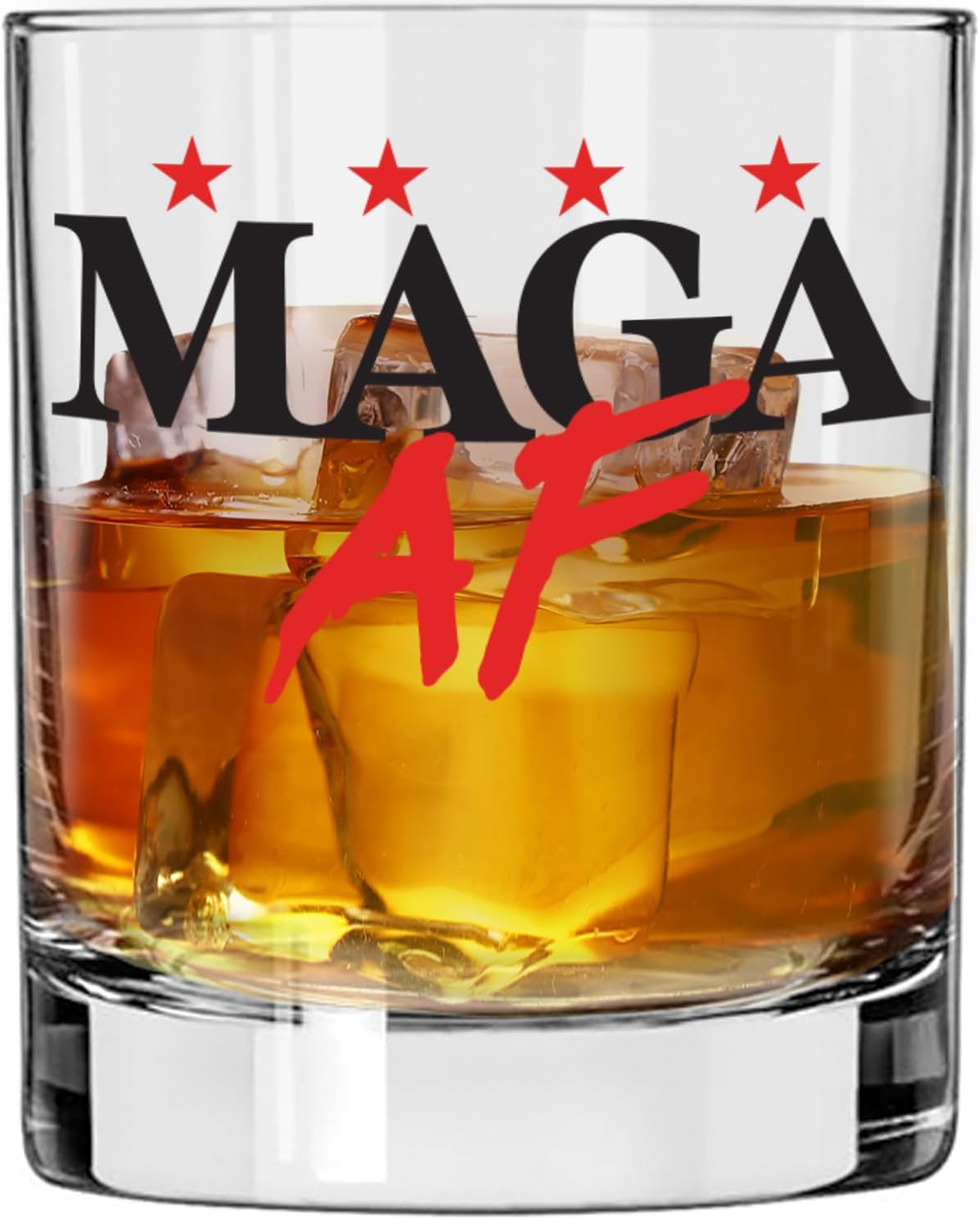 MAGA AF W 100% MAGA 10.5 oz Whiskey Glass for Dad, Gift for Husband, Stepfather Gift Idea, Unique Gifts for Men, Trump Stuff, Maga Merch