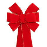 Ivory Brushed Velvet Gold Lame Backed Wire Edge Christmas Bow - Handcrafted in USA (8 inch bow)