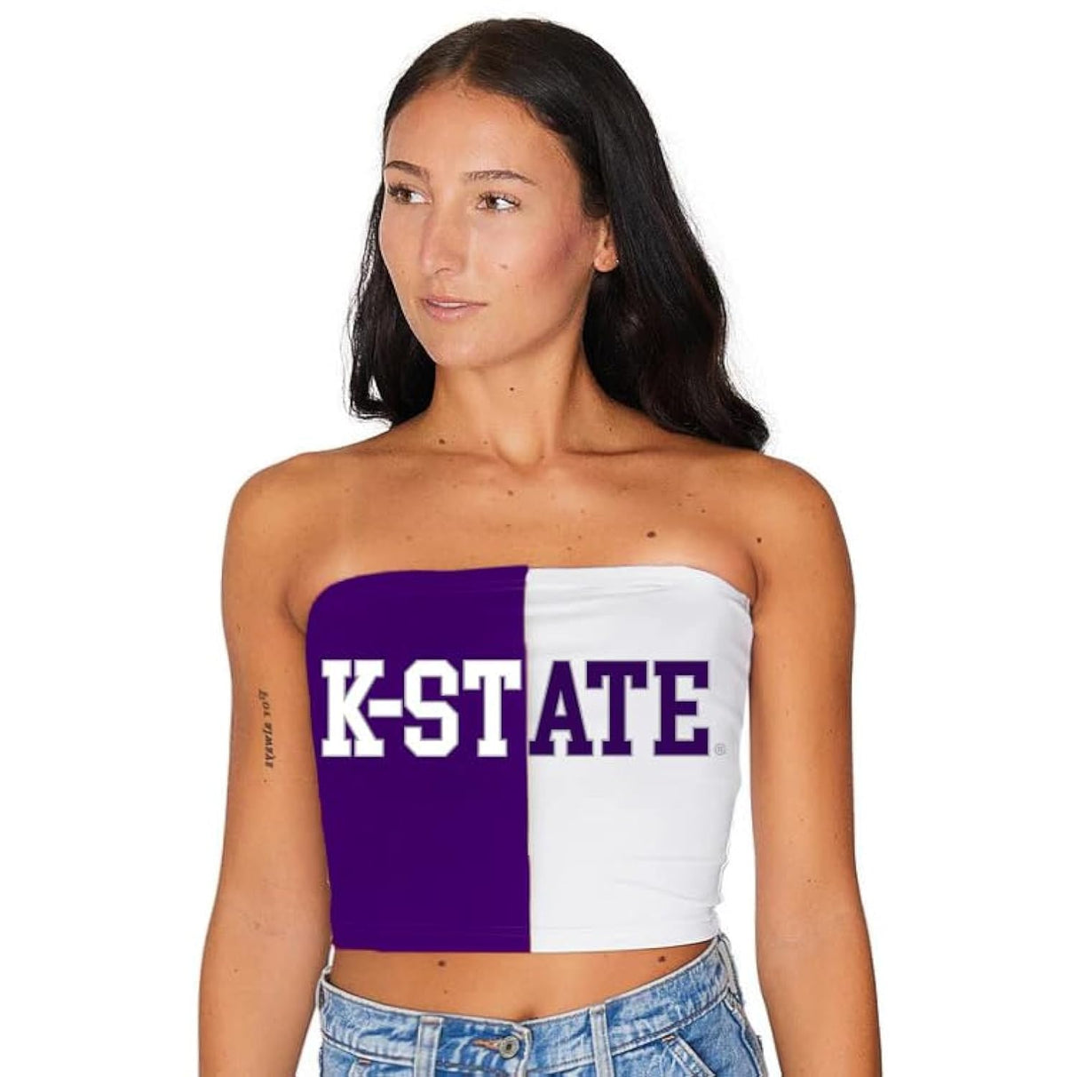 Lojobands Women's Tailgate Outfit College Two Tone Color Block Tube Top Made in USA One Size Fits Most