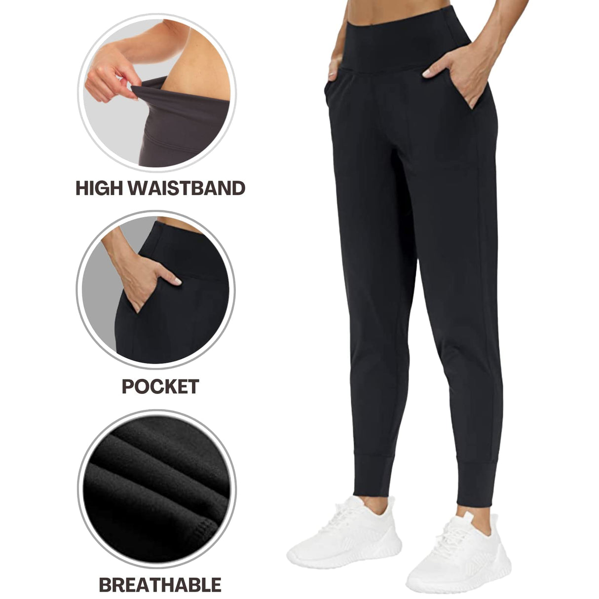 Jogger Pants for Women with Pockets- Buttery Soft Sweatpants Tapered Lounge Pants Made in USA