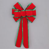 Ivory Brushed Velvet Gold Lame Backed Wire Edge Christmas Bow - Handcrafted in USA (8 inch bow)