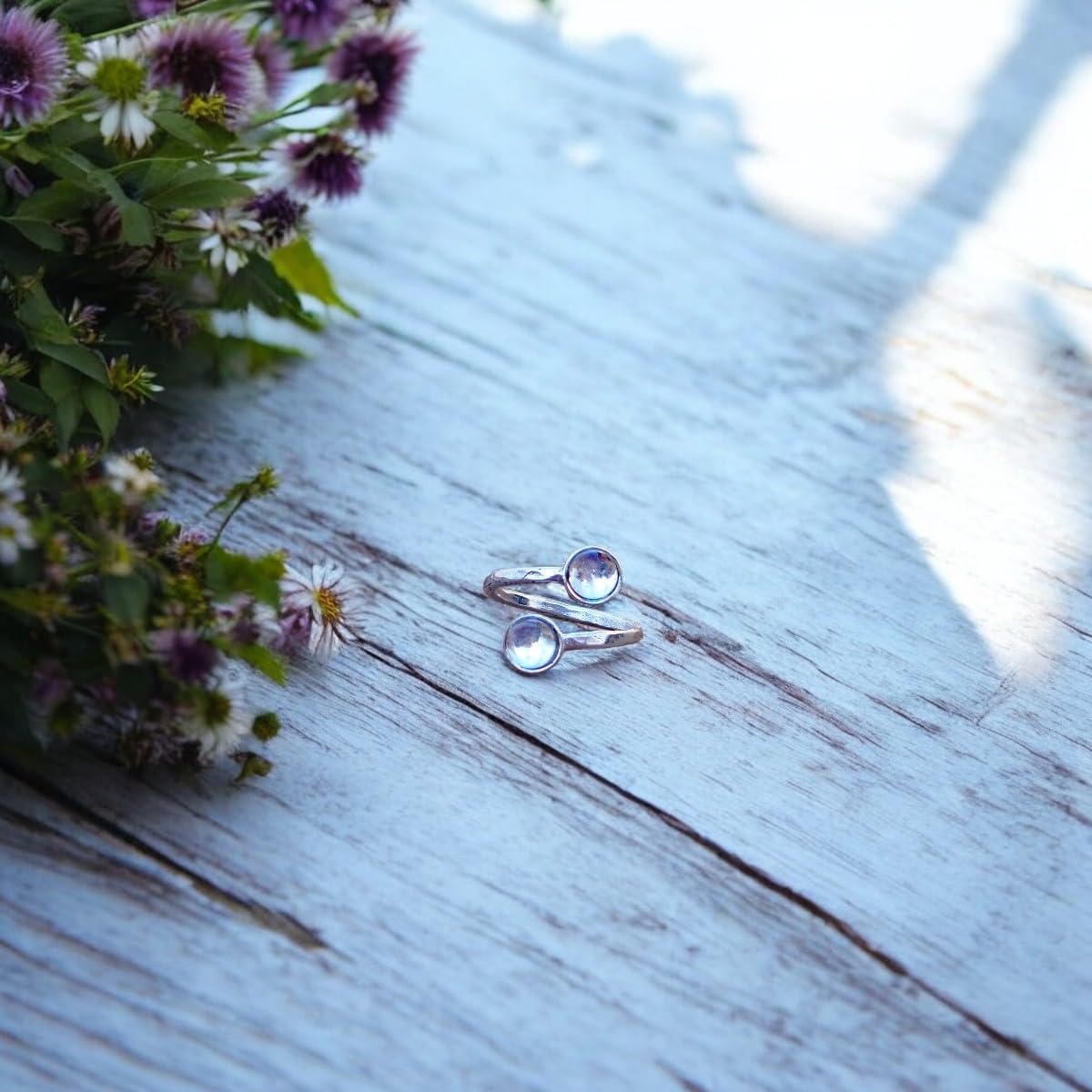 Bottled Up Designs Handmade, Bypass Ring, Recycled Vintage Bottles, Sterling Silver, Made in USA, Mothers Day, Birthday Gifts, Women, Anniversary (Pink Depression Glass)