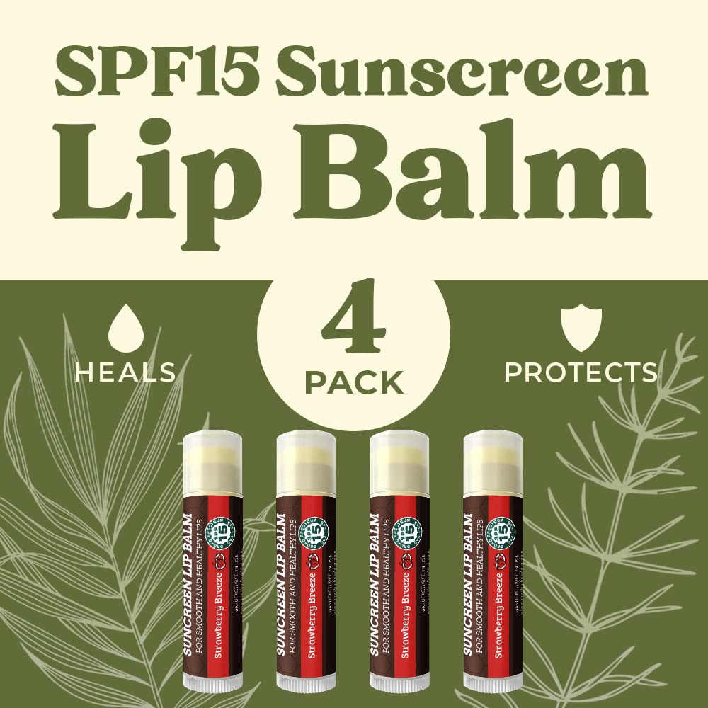 USDA Organic Lip Balm 6-Pack by Earth's Daughter Stocking Stuffers - Fruit Flavors, Beeswax, Coconut Oil, Vitamin E - Best Lip Repair Chapstick for Dry Cracked Lips - Moisturizing Lip Care