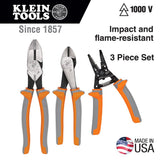 Klein Tools 2139NERINS 1000V Insulated Side Cutter Pliers, Made in USA, High Leverage Design, Induction Hardened Knives, 9-Inch