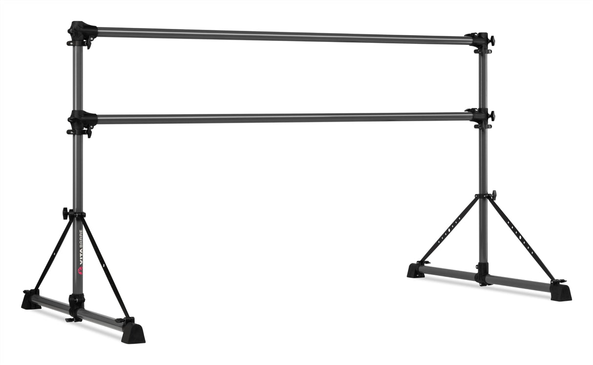 VITA Barre Portable Freestanding Double Ballet Barre, Fit, Dark Mystic Gray, Aluminum | Adjustable Height, Made in USA, Home or Gym Exercise Equipment | Dance, Fitness, Pilates