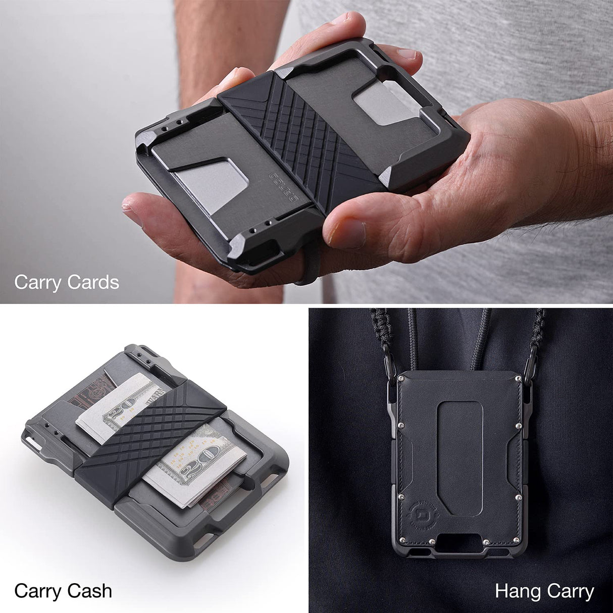 Dango Slim Minimalist Wallet for Men - RFID Blocking - Leather- Bifold, Rawhide/Raw Aluminum