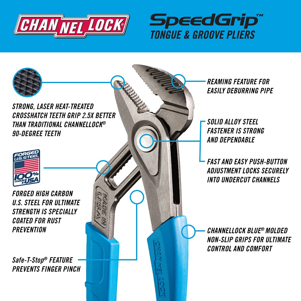 Channellock GS-3XECP SPEEDGRIP High Carbon Steel Tongue & Groove Pliers Set